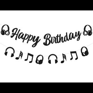 Black Glitter Happy Birthday Banner